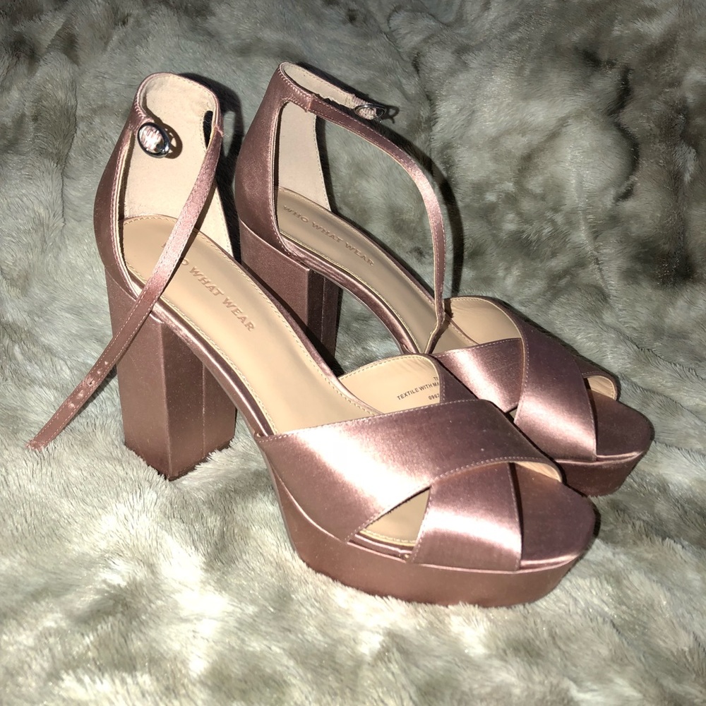 Size 10 pink satin heels WORN ONCE